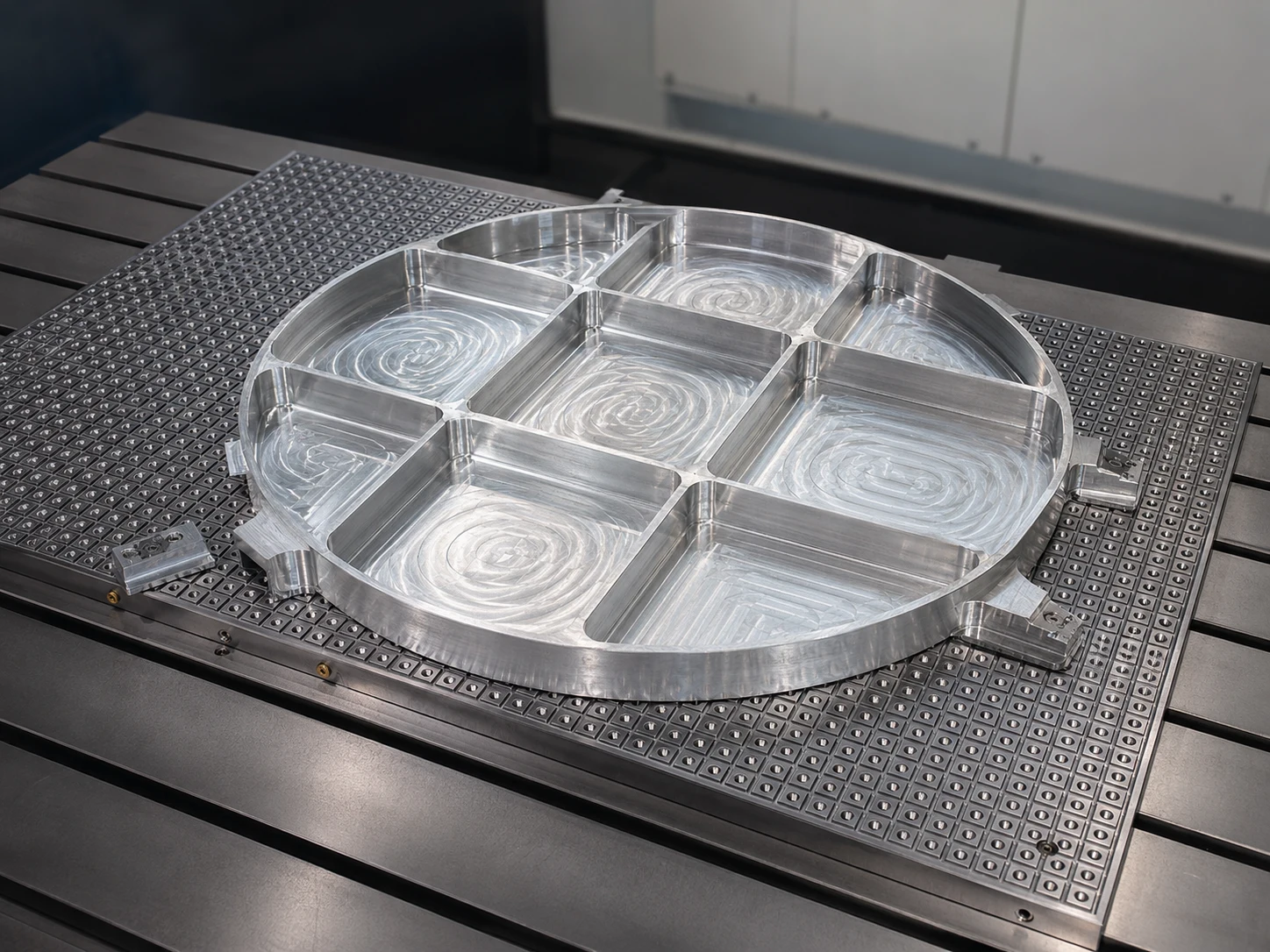 Aluminiumbauteil auf Vakuumspannplatte